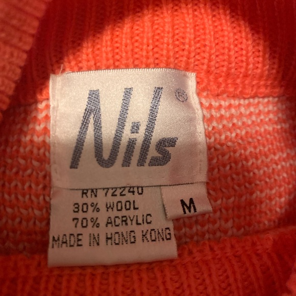 Vintage Nils Ski Sweater Pink Nit Retro Geometric 80s Wool Blend  Women’s Medium - Picture 4 of 7